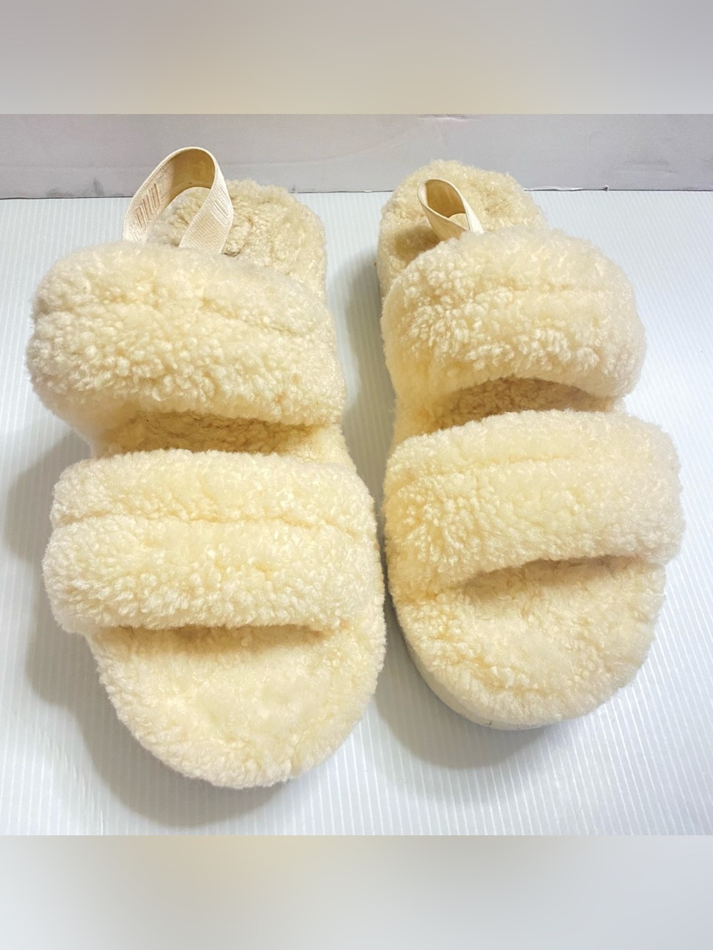 UGG Plush Slide Sandals in Cream - Soft Fuzzy Slides